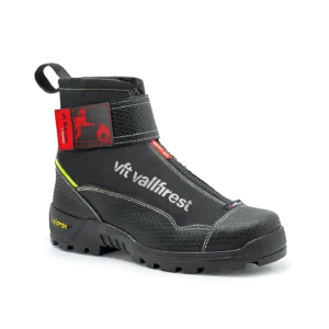 A yellow fire-resistant Wildland Firefighter Shirt with reflective trim and "vft vallfirest" branding—durable, protective, and ideal for use by firefighters or as wildfire equipment in Canada.